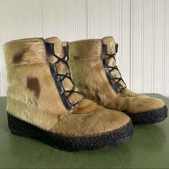 Vintage *Canada* Pajar Shearling & Fur Platform Boots - Picture 1 of 10